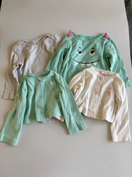 Carter's Other - Bundle of Baby Girl Carter’s Onesies and Cardigans Size 9 Months Mint Green